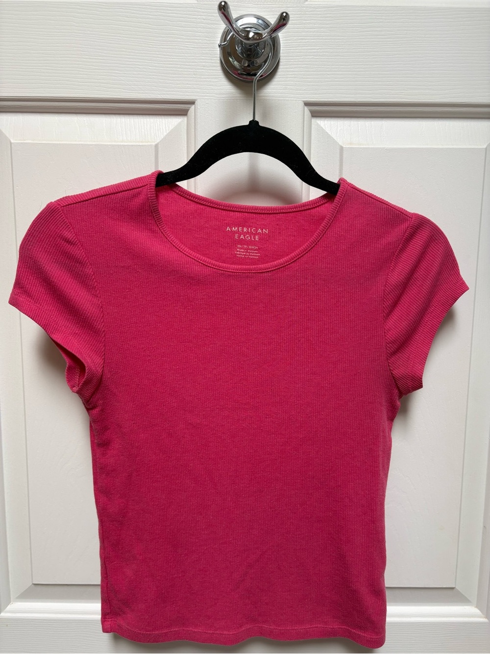 American Eagle Outfitters Hot Pink Short Sleeve Ribbed Tee